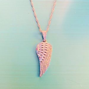 💎 Sterling Silver w Rhinestone Wing Pendant 💎